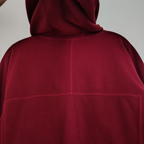 L.L.Bean Polartec Fleece Jacket – Burgundy Hooded Full Zip Men’s Medium Vintage - Picture 15 of 16